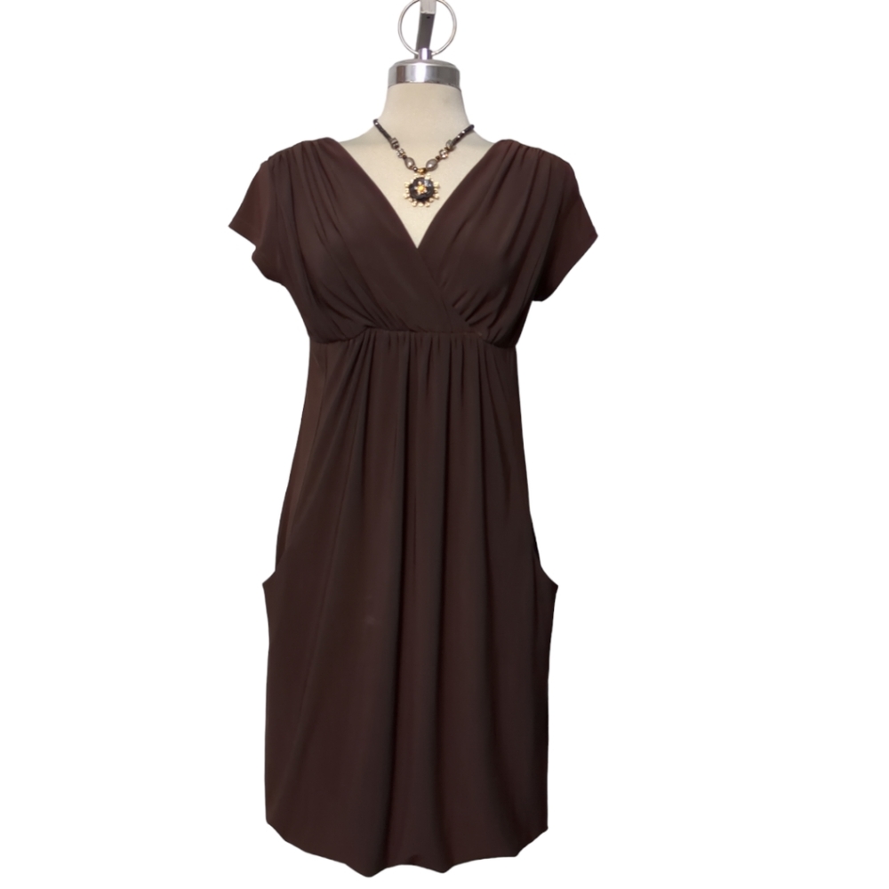 Dressbarn  Brown Short Sleeves Dress Size 4